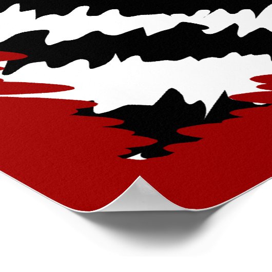 Schwarzes Zebra Print Muster auf Deep Red. Poster (Ecke)