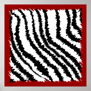 Schwarzes Zebra Print Muster auf Deep Red. Poster