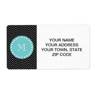 Schwarzes Zickzack aquamarines Monogramm des