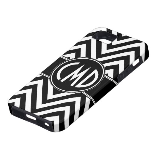 SCHWARZES ZICKZACK MUSTER IHRE MONOGRAMM-INITIALEN Case-Mate iPhone HÜLLE (unten)