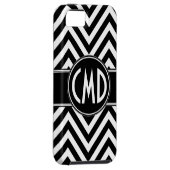 SCHWARZES ZICKZACK MUSTER IHRE MONOGRAMM-INITIALEN Case-Mate iPhone HÜLLE (Rückseite/rechts)