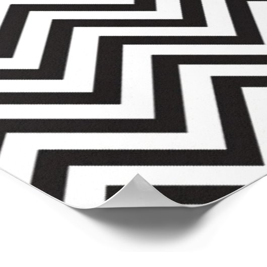 Schwarzes Zickzack Muster Poster (Ecke)