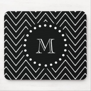 Schwarzes Zickzack schwarzes Monogramm des Mousepad
