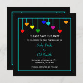 Schwarzes Ziviles Partnerherz Save the Date (Vorne/Hinten)