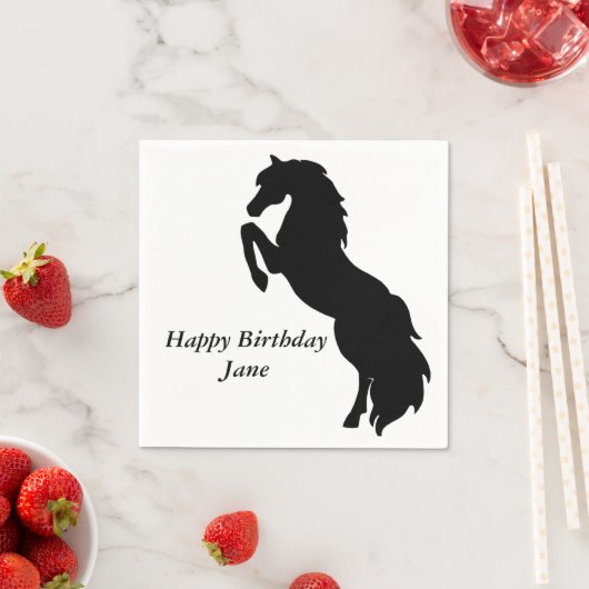 Schwarzes Zuchtpferd Serviette (Beispiel)