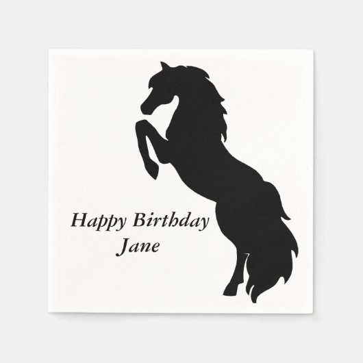 Schwarzes Zuchtpferd Serviette (Vorderseite)