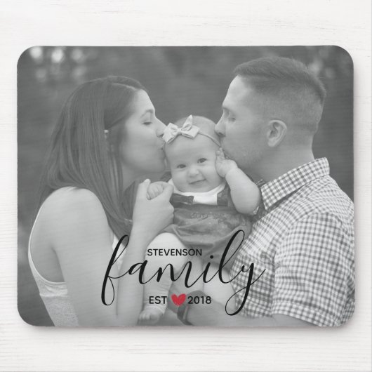 Schwarzfamilienest. Jahr mit Foto der Rotherzen Mousepad (Vorne)