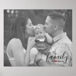 Schwarzfamilienest. Jahr mit Foto der Rotherzen Poster