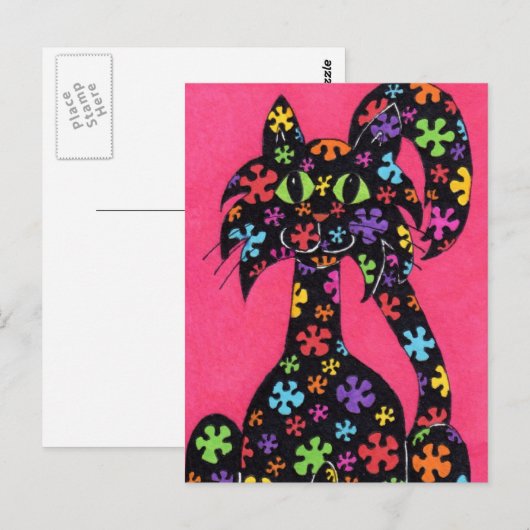 Schwarzfliegerkatze Postkarte (Vorne/Hinten)