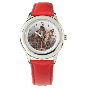 Schwarzfuß Indianer auf Arabian Pferd gejagt Armbanduhr