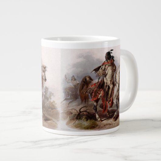 Schwarzfuß Indianer auf Arabian Pferd gejagt Jumbo-Tasse (Vorderseite Rechts)