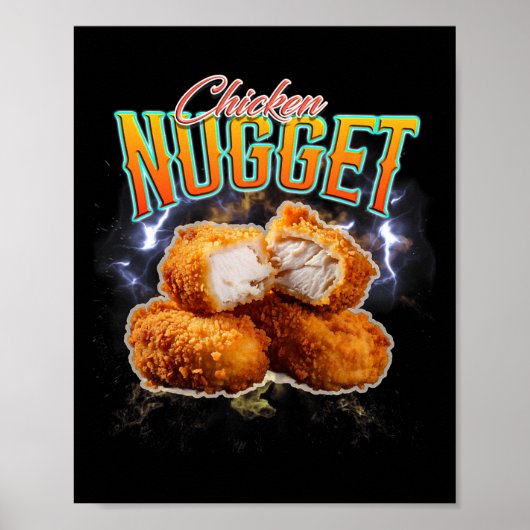 Schwarzgebrannter Rap Lustiger Chicken Nugget Vint Poster (Vorne)