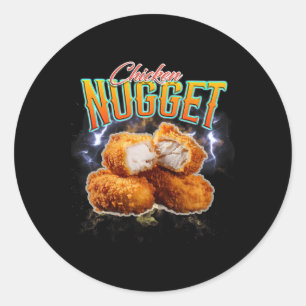 Schwarzgebrannter Rap Lustiger Chicken Nugget Vint Runder Aufkleber