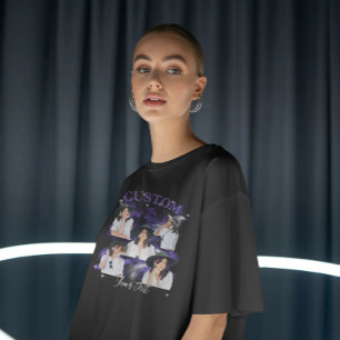 Schwarzgebranntes T-Shirt Rap-Stil Vintage Custom