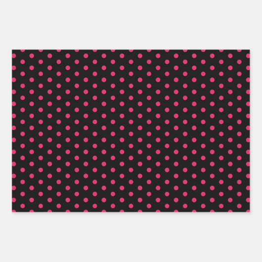 Schwarzgelb Polka Dot Wrapping Paper Geschenkpapier Set (Vorderseite)