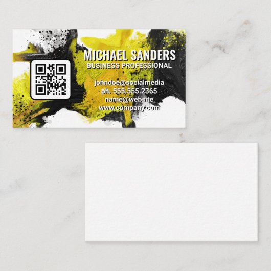 Schwarzgelbe Farbe | QR-Code Visitenkarte (Vorne/Hinten)
