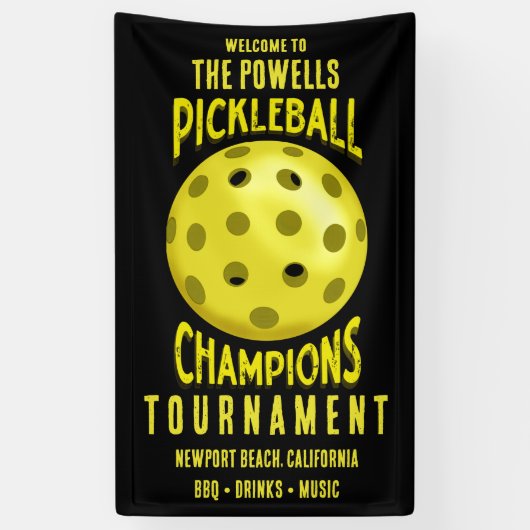 Schwarzgelbe Pickleball-Turnier Banner (Vertikal)