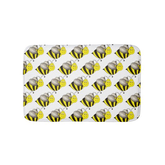 Schwarzgelber Cartoon Biene Hummel Honeybee Badematte (Vorderseite)