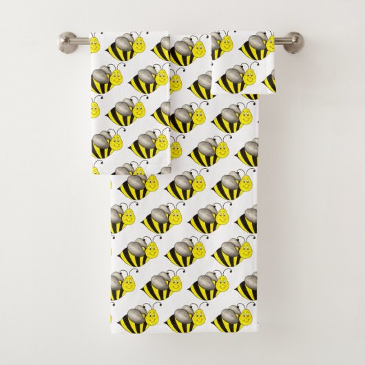 Schwarzgelber Cartoon Biene Hummel Honeybee Badhandtuch Set (Insitu)