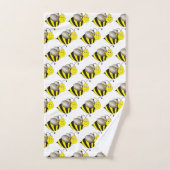 Schwarzgelber Cartoon Biene Hummel Honeybee Badhandtuch Set (Handtuch)