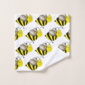 Schwarzgelber Cartoon Biene Hummel Honeybee Badhandtuch Set (Waschlappen)