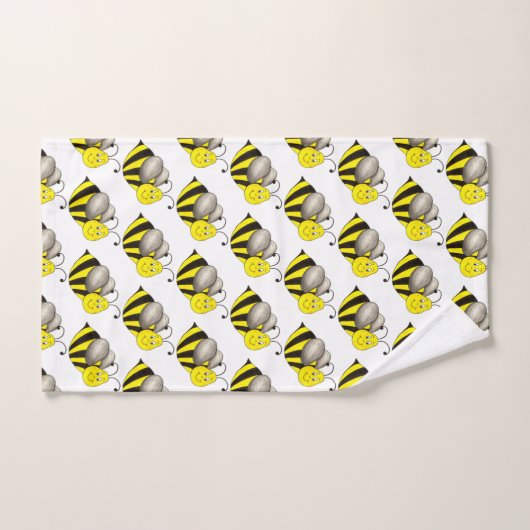 Schwarzgelber Cartoon Biene Hummel Honeybee Badhandtuch Set (Handtuch)