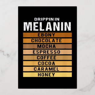 Schwarzgeschichte Monat Drippin Melanin Folien Feiertagskarte