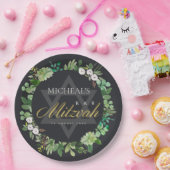 SCHWARZGOLD-FOLIAGE-KRIEG STAR-BAR BAT MITZVAH PAPPTELLER (Party)