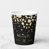 Schwarzgold-Monogramm-Diamanten Pappbecher (Vorderseite)