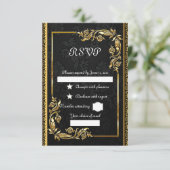 Schwarzgold RSVP Karte (Stehend Vorderseite)