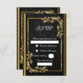Schwarzgold RSVP Karte (Vorne/Hinten)