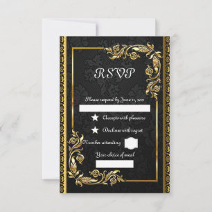 Schwarzgold RSVP Karte
