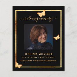 Schwarzgold Schmetterlinge Foto Beerdigung Program