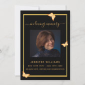 Schwarzgold Schmetterlinge Foto Beerdigung Program Einladung (Vorderseite)