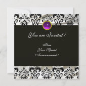 SCHWARZGOLD SILK DAMASK MONOGRAMM LILA AMETHYST EINLADUNG (Rückseite)