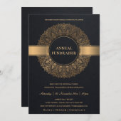 SCHWARZGOLD VERZIERT MANDALA CORPORATE PARTY EVENT EINLADUNG (Vorne/Hinten)