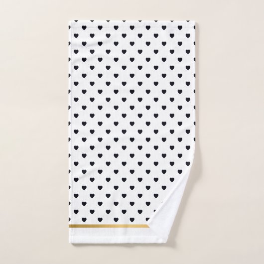 SCHWARZGOLD WHITE HEART DESIGN BADEZIMMER TOWEL SE BADHANDTUCH SET (Handtuch)