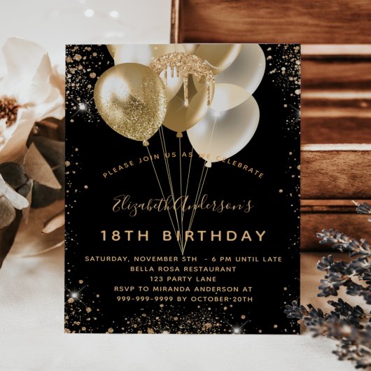 Schwarzgoldballons für Geburtstagsparty - Glitzer Flyer