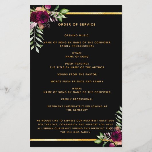 Schwarzgoldburgunder Foto Beerdigung Programm (Rückseite)