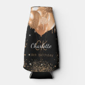 Schwarzgoldenblasen-Monogramm-Name Flaschenkühler (Vorderseite)