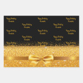 Schwarzgoldener Glitzer-Funkelmonogramm-Name Geschenkpapier Set (Vorderseite)