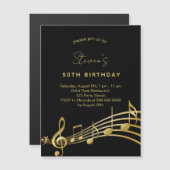 Schwarzgoldgold-Musiknoten Magneteinladung (Vorne/Hinten)