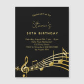 Schwarzgoldgold-Musiknoten Magneteinladung (Vorderseite)