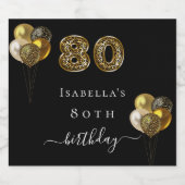 Schwarzgoldleopardentier zum 80. Geburtstag Schaumweinetikett (Einzelnes Label)