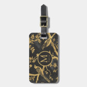 Schwarzgoldmuster Monogram Gepäckmarke Gepäckanhänger (Vorderseite vertikal)