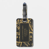 Schwarzgoldmuster Monogram Gepäckmarke Gepäckanhänger (Rückseite vertikal)