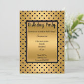 SCHWARZGOLDPATTER HERZSTRIPE-JEDEN ANLASS EINLADUNG (Stehend Vorderseite)