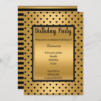 SCHWARZGOLDPATTER HERZSTRIPE-JEDEN ANLASS EINLADUNG
