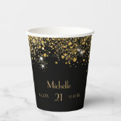 Schwarzgoldstaub-Monogramm des Glitzer Pappbecher (Vorderseite)