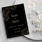 Schwarzgoldtypografie-Luxus Save the Date Einladung